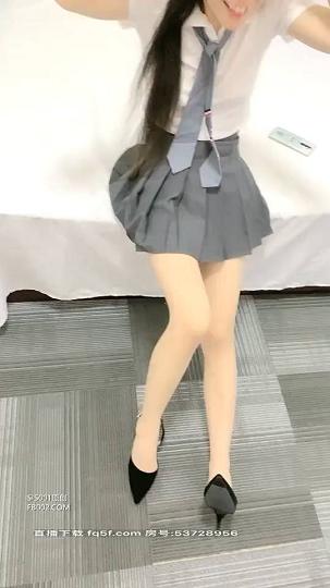 美腿主播AVOVE_2020.09.28‖酒店‖灰裙JK服‖肉丝高跟‖小逼逼好爽